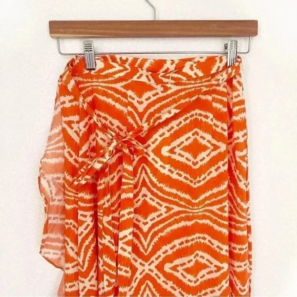 NWT Seafolly Australia Orange Zanzibar Midi Wrap Skirt, Size Small - Picture 8 of 8